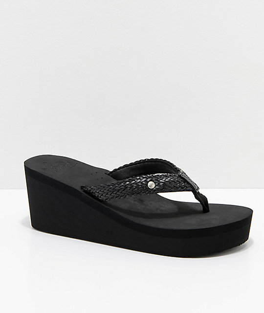 90s black wedge sandals