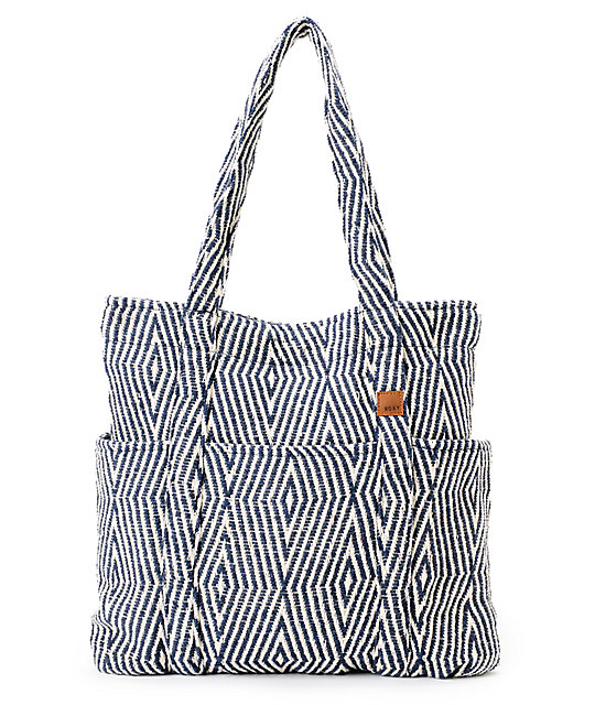 Roxy No Worries Navy Woven Tote Bag