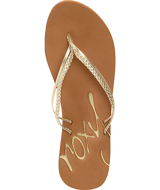 roxy gold flip flops