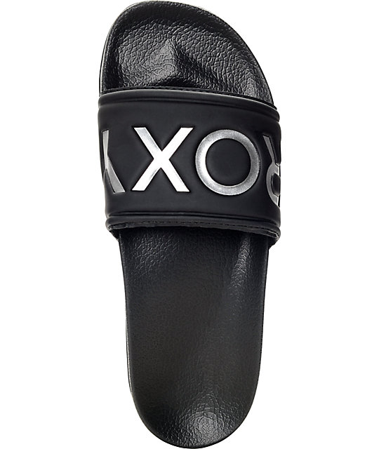 Roxy Slippy Black Slide Sandals | Zumiez