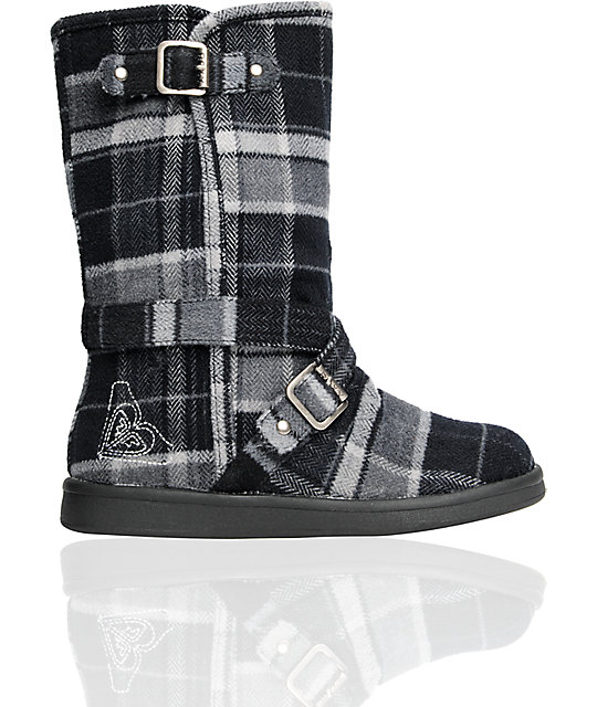 Roxy Vermont Black &amp; Grey Plaid Boot Zumiez