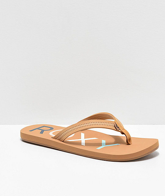 roxy tan flip flops