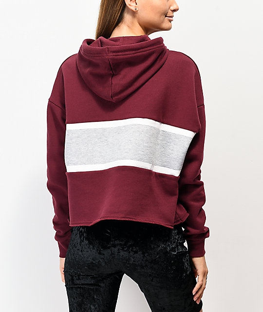 maroon and grey hoodie