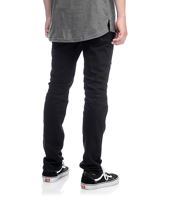 Rustic Dime Biker Black Shredded Jeans | Zumiez