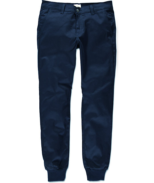 navy twill joggers