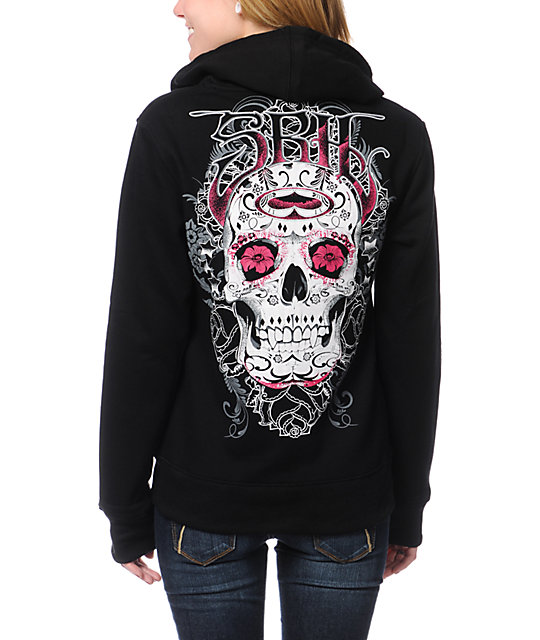skull zip up hoodie