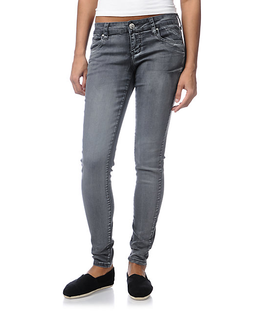 STS Blue Girl Pieced Pocket Grey Skinny Jeans
