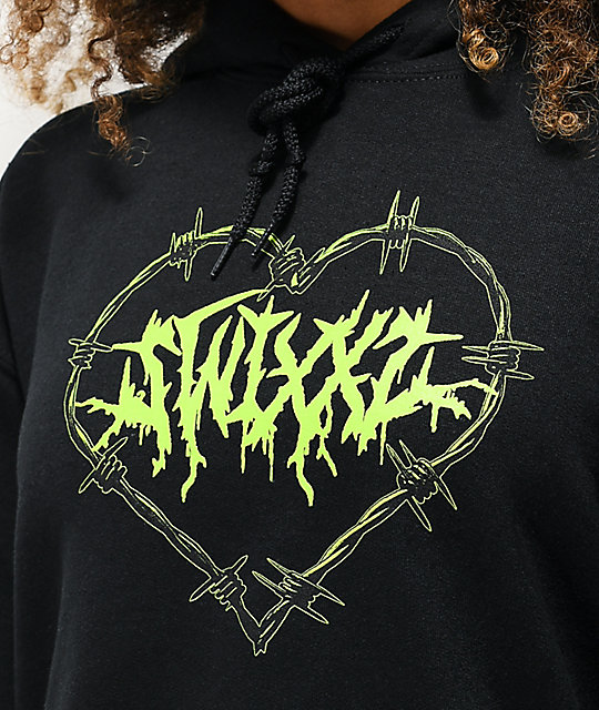 black hoodie with heart