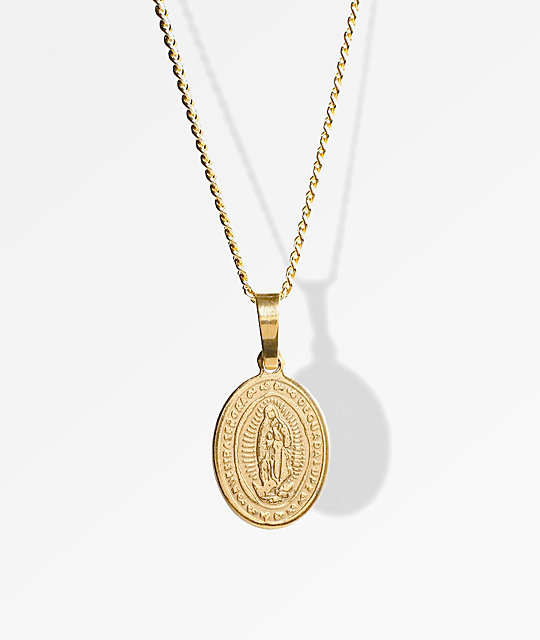 Saint Midas Micro Virgin Mary Pendant Gold Necklace - Saint Mary Pendant Saint Midas Micro Virgin Mary Pendant Gold Necklace - Saint Mary Pendant