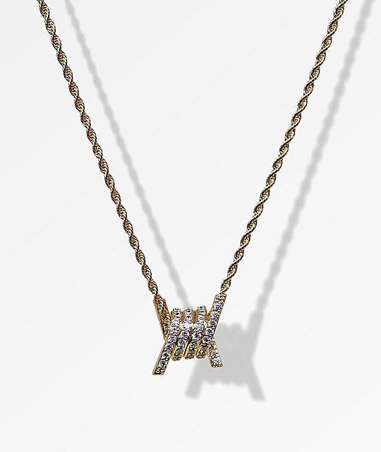 Saint Midas X Broken Promises Single Barbed Wire Gold Necklace - Single Pendant Gold Necklace Saint Midas X Broken Promises Single Barbed Wire Gold Necklace - Single Pendant Gold Necklace
