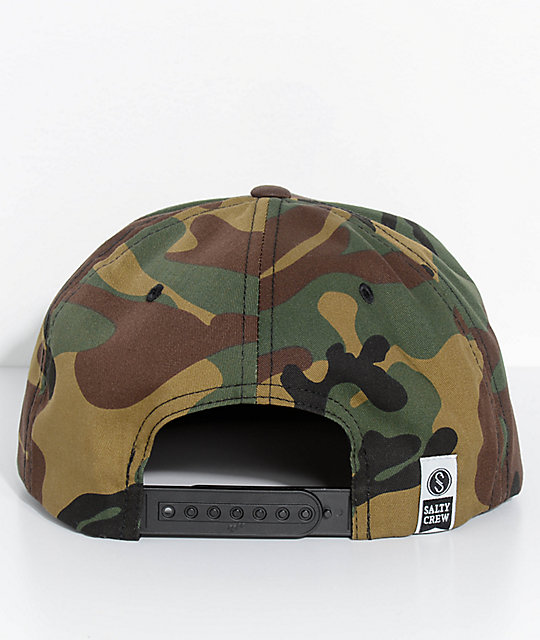 Salty Crew Sea Bass Camo Snapback Hat | Zumiez