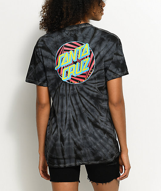 Santa Cruz Party Dot Spider Black Tie Dye T-Shirt | Zumiez