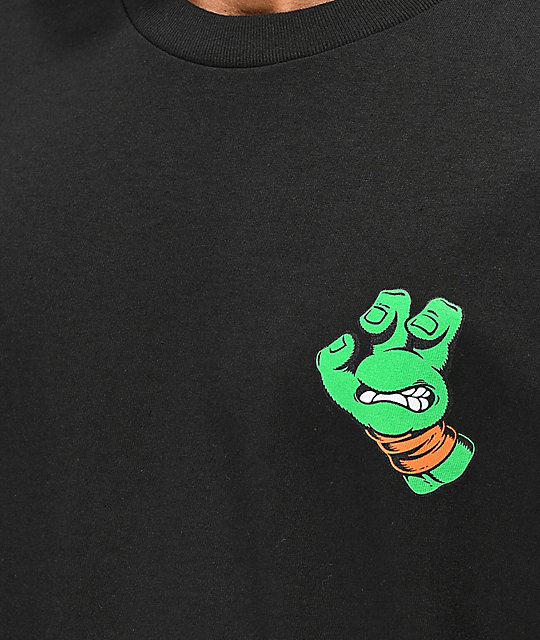 Black w//Orange XXL Santa Cruz Skateboards x TMNT Turtle Hand Mens Short Sleeve T-Shirt