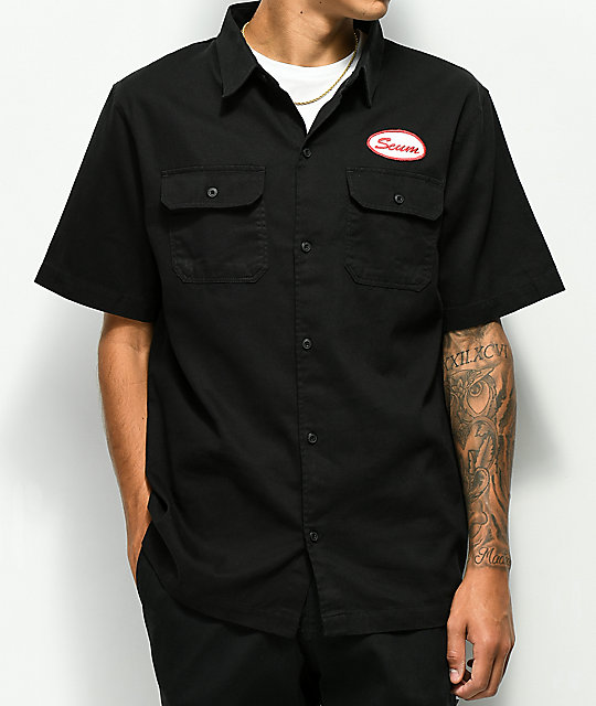Scum Black Twill Button Up Work Shirt | Zumiez