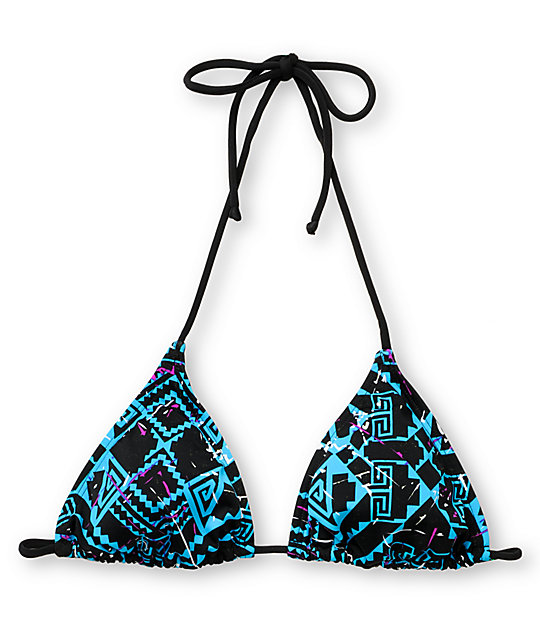 Shi Aztec Blue Triangle Bikini Top | Zumiez