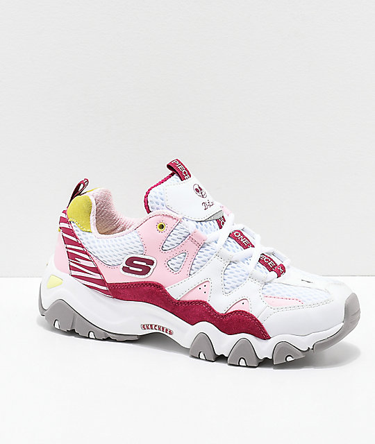 Skechers x One Piece D'Lites 2 White & Pink Shoes Skechers x One Piece D'Lites 2 White & Pink Shoes