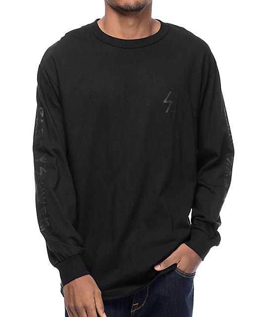 Sketchy Tank Party's Over Black On Black Long Sleeve T-Shirt | Zumiez