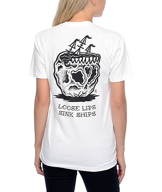 Sketchy Tank Sink Ships White T Shirt