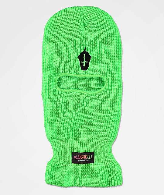 Slushcult Neon Cross Cup Green Ski Mask | Zumiez