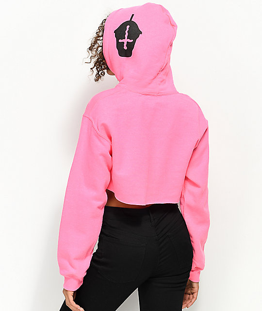 neon pink cropped sweatshirt