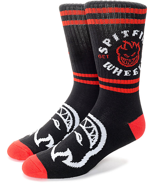 Spitfire Classic Bighead Black & Red Crew Socks | Zumiez