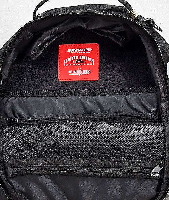 Sprayground angled ghost shop shark black backpack