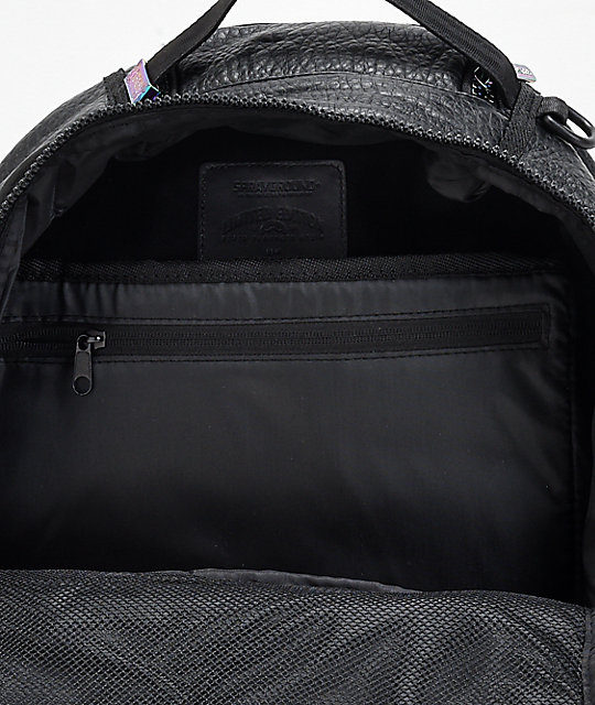 Sprayground Black Leather & Iridescent Cargo Backpack | Zumiez