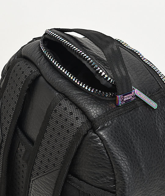 Sprayground Black Leather & Iridescent Cargo Backpack | Zumiez