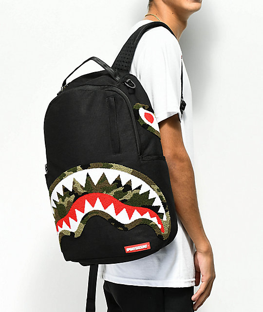 Sprayground Camo Chenille Shark Backpack | Zumiez