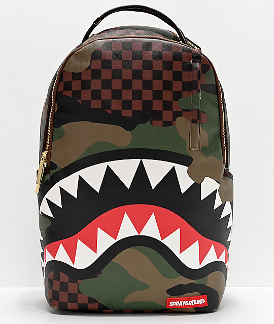Sprayground Checkered Camo Shark Backpack | Zumiez