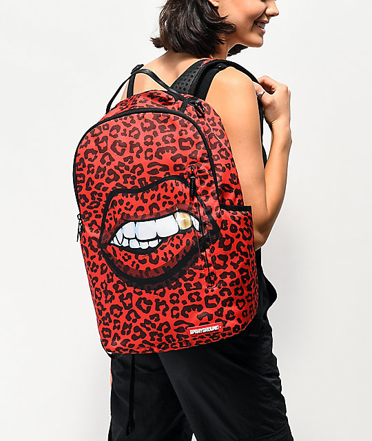 Sprayground Leopard Lips Red Backpack | Zumiez