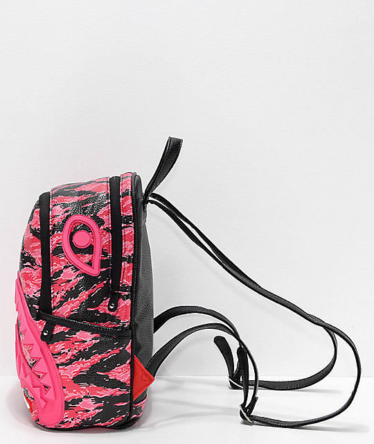 Sprayground Pink Tiger Camo Sharkmouth Mini Backpack | Zumiez