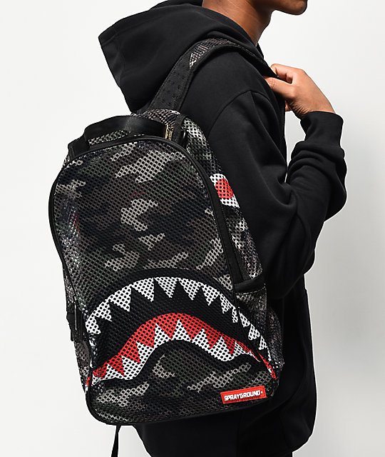 Sprayground Shark Camo Mesh Backpack | Zumiez