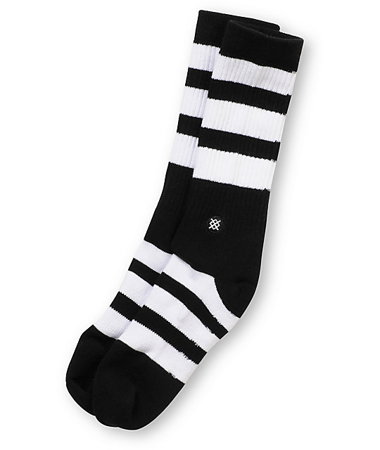 Stance Shift Black & White Striped Crew Socks
