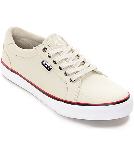 cream canvas shoes