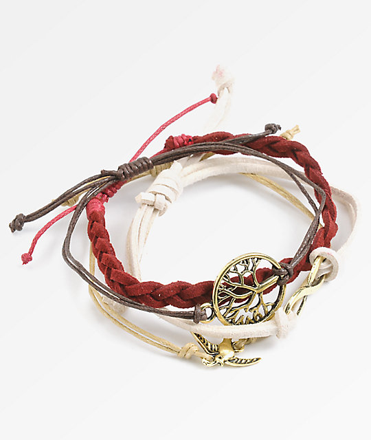 Stone Locket Infinity Feather Bracelet Pack Zumiez Stone Locket Infinity Feather Bracelet Pack