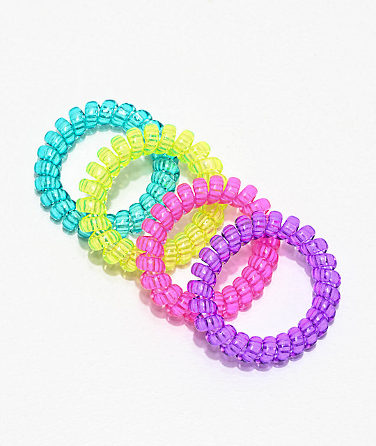Stone Locket Phone Cord Multicolor 4 Pack Hair Ties Zumiez