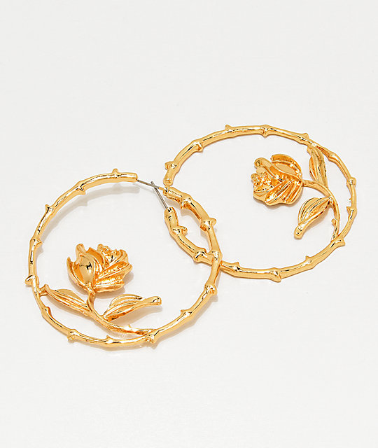 Stone Locket T Rose Gold Hoop Earrings Zumiez Stone Locket T Rose Gold Hoop Earrings