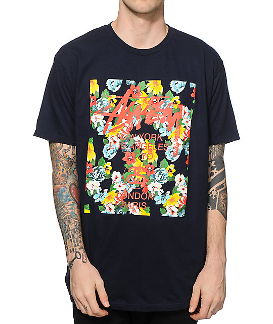 Stussy World Tour Flower Block T-Shirt at Zumiez : PDP