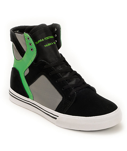 Supra Kids Skytop Black, Green, & Grey Skate Shoe at Zumiez : PDP