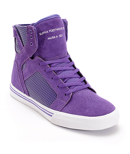Supra Kids Skytop Purple & White Skate Shoes
