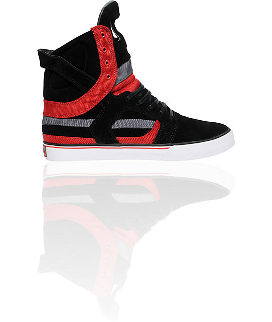 Supra Muska Skytop II Black, Grey & Red Nylon Shoes | Zumiez