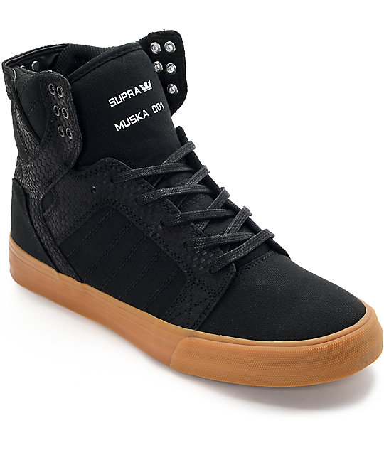 Supra Skytop Black & Gum Skate Shoes | Zumiez