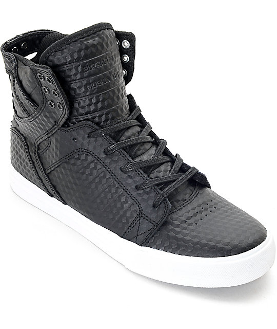 Supra Skytop Black Leather Cubes Skate Shoes | Zumiez