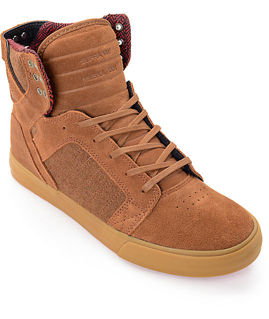 Supra Skytop Brown Leather & Wool Skate Shoes | Zumiez