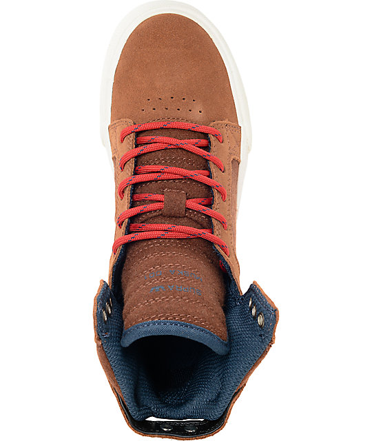 Supra Skytop Munk & Red Suede Boys Shoes | Zumiez