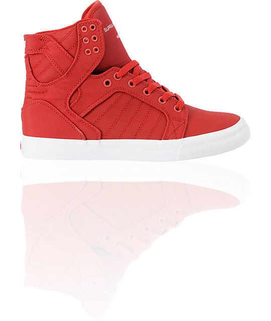 Supra Skytop Red Express Tuf Canvas Skate Shoes | Zumiez