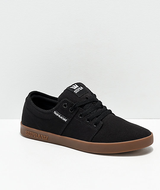 Supra Stacks II Black & Gum Canvas Skate Shoes | Zumiez