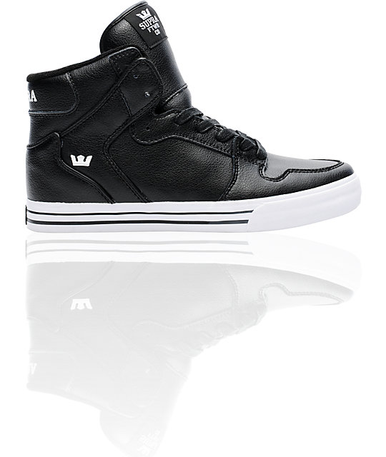 Supra Vaider Black Leather Skate Shoes | Zumiez