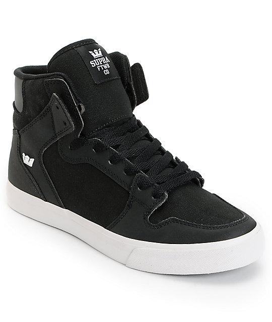 Supra Vaider Black TUF, Canvas & White Skate Shoes | Zumiez